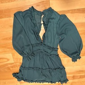 Backless emerald dress